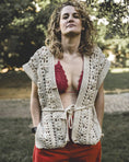 Carica l'immagine nel visualizzatore della galleria, Francine set con cintura e Top: Gilet, poncho, stola maglia con top in cotone