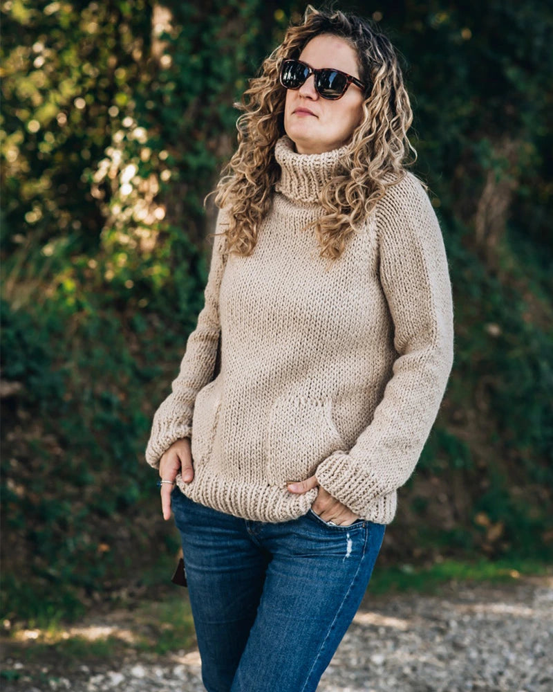 Collo Maglione Solo Braccia Maglione Collo Alto Invernale