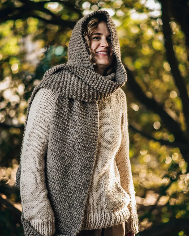 Turba Crasty: Sciarpa cappuccio maxi in lana e alpaca con tasche